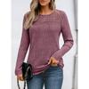 Autumn Casual Pullover with Loose Hollow Out Long Sleeved T-shirt Top