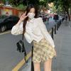 Short shirt women's white shirt women's spring and autumn new Korean version design pleated college style age-reducing pure desire top