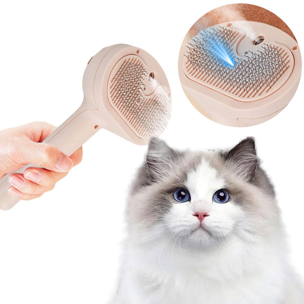 Cat Hair Brush with Release Button Cat Steamy Brush Rechargeable Massage Grooming Brush for Long and Short Hair Dogs and Cats