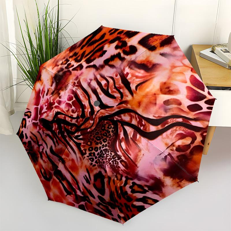 

1pc Leopard Print Automatic Opening/Closing Umbrella with Operation & Windproof Canopy - Folding Design, Holiday Gift yy260225154