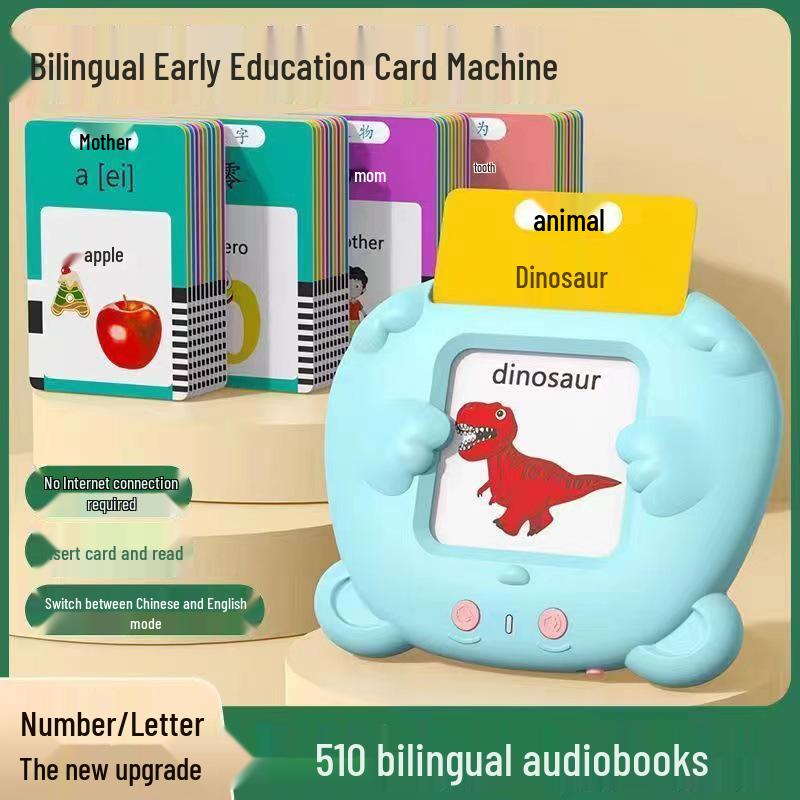 

2023 Устройство для изучения английского языка для детей: Карточная машинка для раннего развития младенцев и детей Cat Blue English Only + 112 Cards (224 Content)