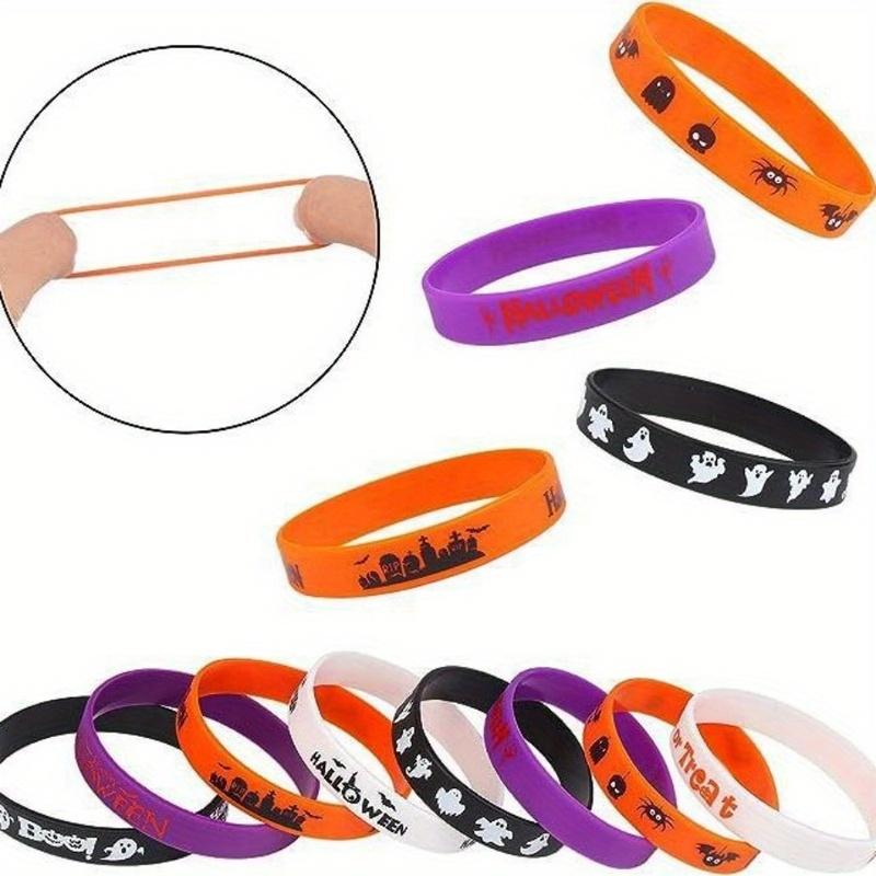 8pcs/pack Halloween Silicone Wristbands Pumpkin Ghost Boo Rubber Bracelets Trick Or Treat Party Favors Costume Accessories Gift