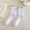 Sock - Spring/Summer Mesh Thin Style Mid-Calf Tube Socks in Colorful Lace with Cute Dots and Pure Cotton Layered Socks