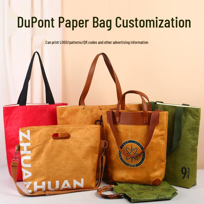 

Custom Retro Canvas & Kraft Paper Shopping Bags with Eco-Friendly Logo Printing Tyvek Paper Bag