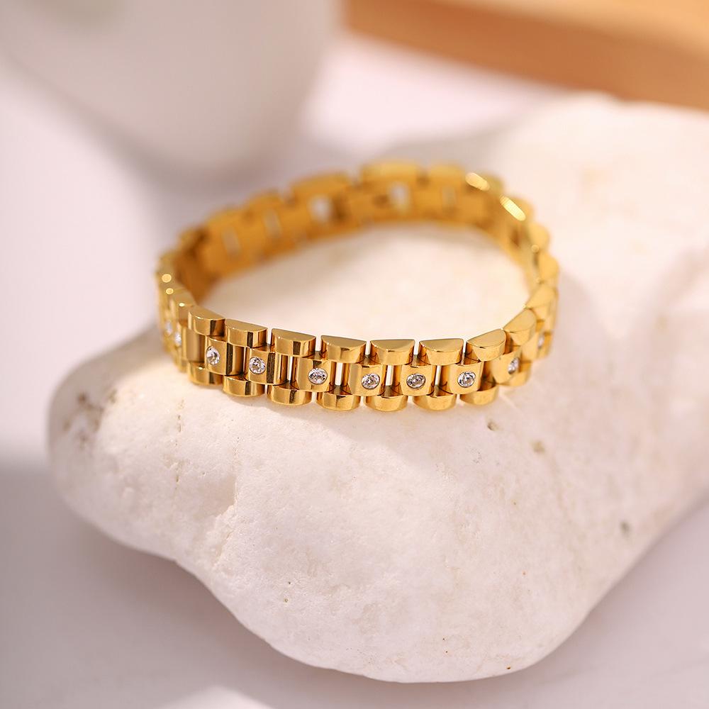 European & American Influencer Style 18K Gold PVD Steel Bracelet Watch Band