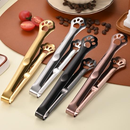 Jijijing Stainless Steel Clip Tongs, Cat Paw Shape, Durable Kitchen Utensils, Heat Resistant Appetizer for Snacks Dessert Ice Candy