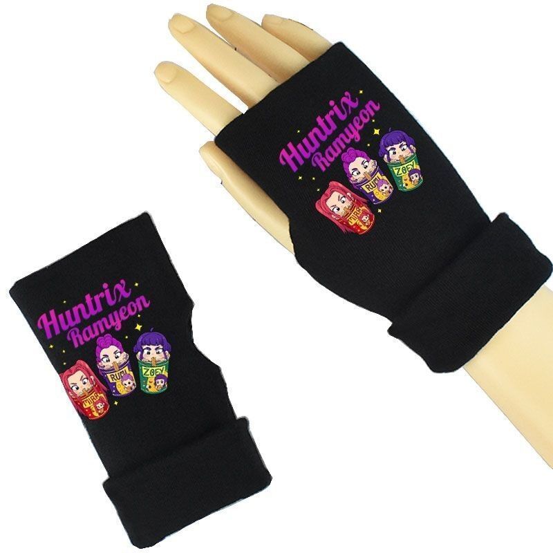 K-POP Witch Hunt Team Gloves, Children's Cycling and Writing Half-finger Gloves, Autumn and Winter Warm Gloves