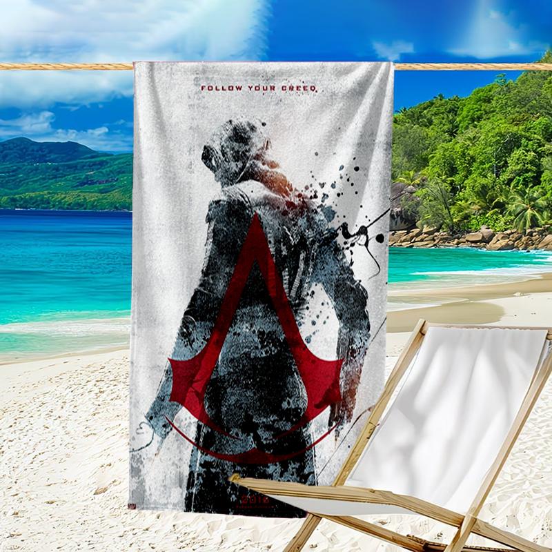 Ultra-Soft Beach Towel with Assassin's Creed Theme,Ideal for Pool - Camping, Diving - Perfect Travel Essential, Vibrant Beach Towel.