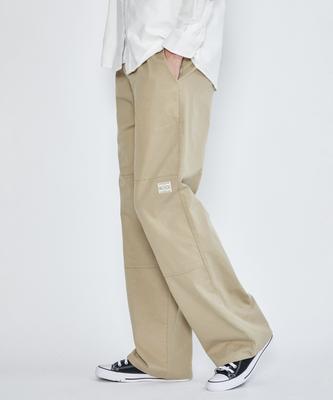 WHOLOVESART Double Knee Banding Work Pants Beige