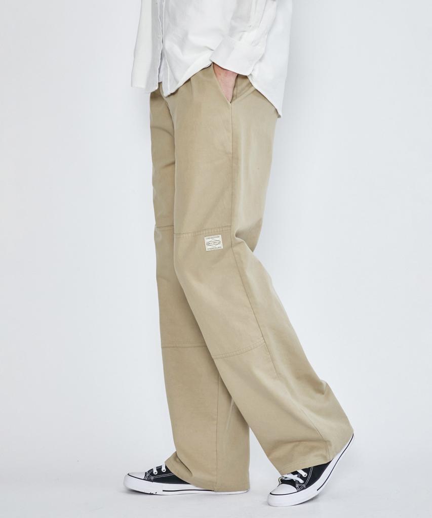 WHOLOVESART Double Knee Banding Work Pants Beige