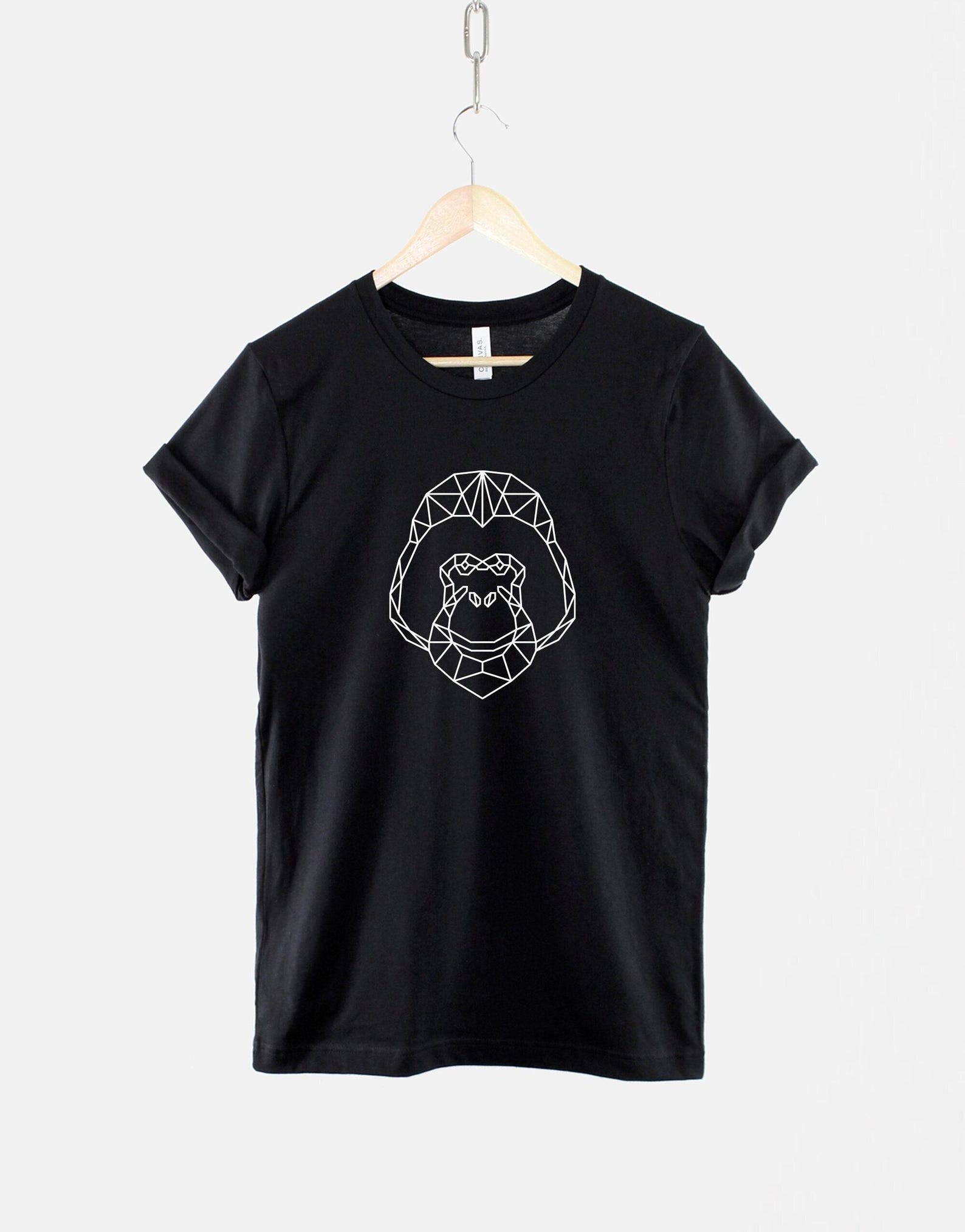 Geometric Orangutan Shirt, Minimalist Ape Animal Art Tee, Wildlife Lover Graphic S