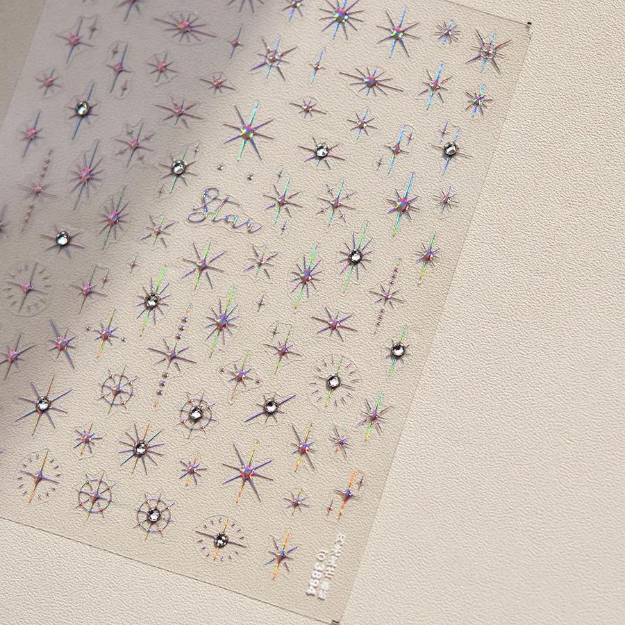 Charming Hollow Stars Love Geometric Five-pointed Star Self Adhesive 5D Nail Art Decorations Stickers Shiny Manicure Decal
