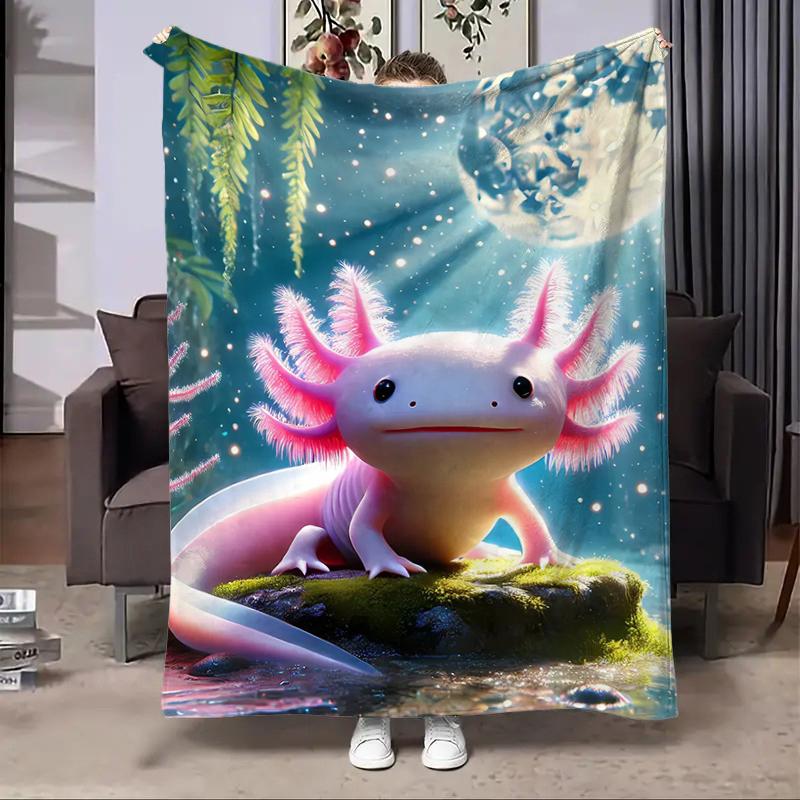 8 Sizes Cute Axolotl Printed Blanket Warm Soft and Comfortable Home Travel Blanket Sofa Bedding Cover Blanket Kids Gamer Gift