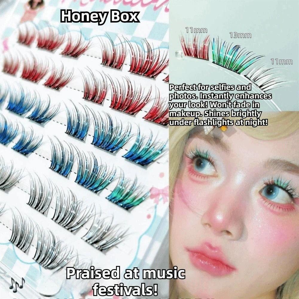 Natural Gradient Color Eyelashes 11-13mm Mix Length Individual Segmented Lashes  Christmas Makeup