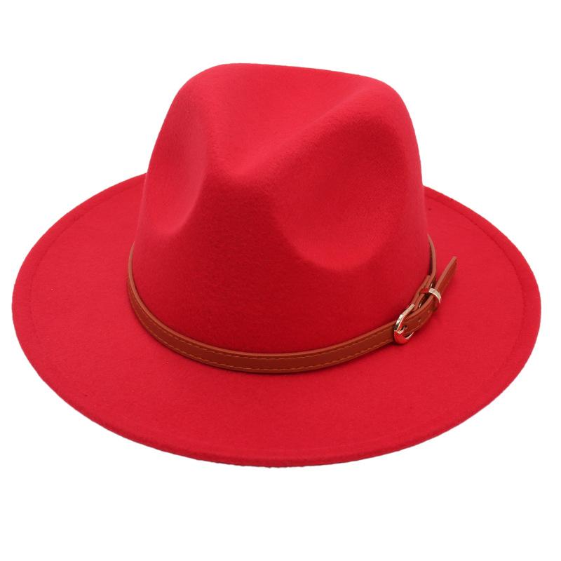 Boucle de ceinture simple chapeau haut de forme pour enfants Chapeau en feutre Parent-Enfant Décontracté Chapeau en laine Chapeau Jazz Classique Pour Hommes Et Femmes