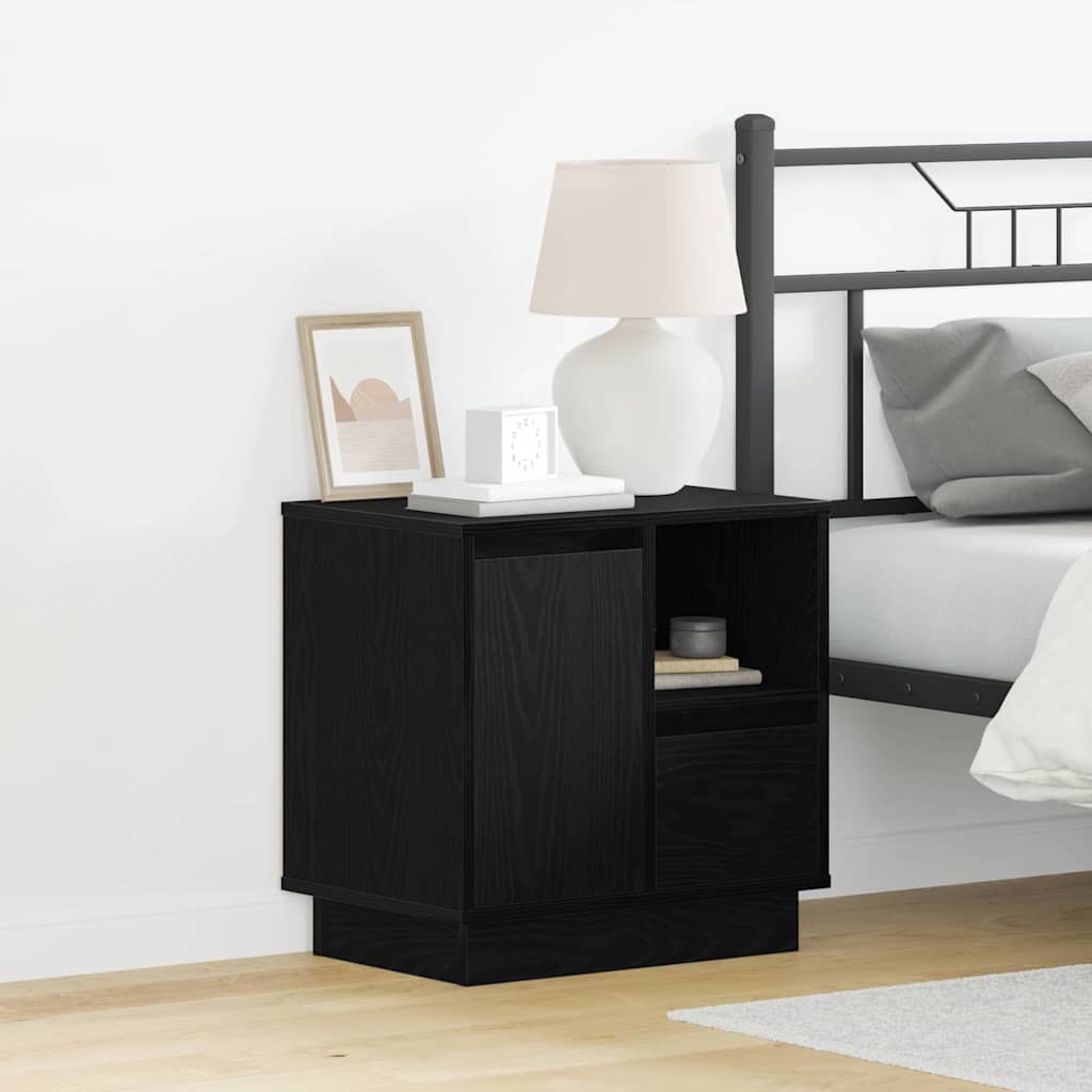 Nightstand Set of 2 Black Oak Effect 50 X 34.5 X 50 Cm