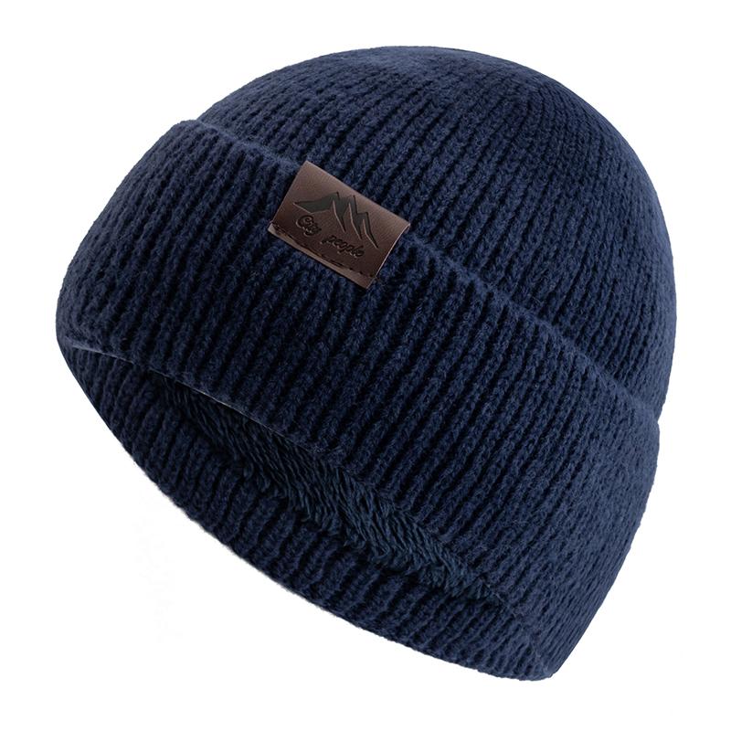 Neue CITY Lederetikett Wintermütze Plüschfutter Warmhaltemütze Stilvolle Weiche Beanie Mütze für Männer Frauen Outdoor Strickmütze