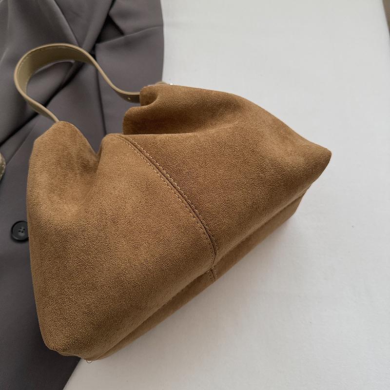 Autumn Retro Versatile 2026 Bags for Women Large Capacity Commuting Handbags Faux Suede Solid Color Shoulder Bag