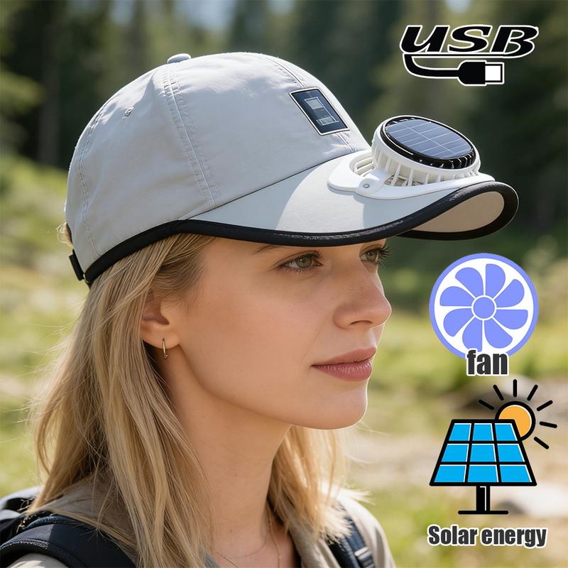 Summer Baseball Cap with Solar-Powered Fan and UV Protection for Outdoor Activities