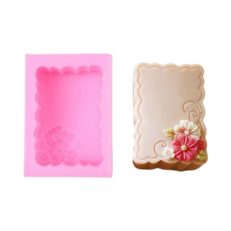 

Flower Embossed Retangular Silicone Soap Molds Retangular Silicone Candle Molds for Epoxy Resin Candle Soap Making