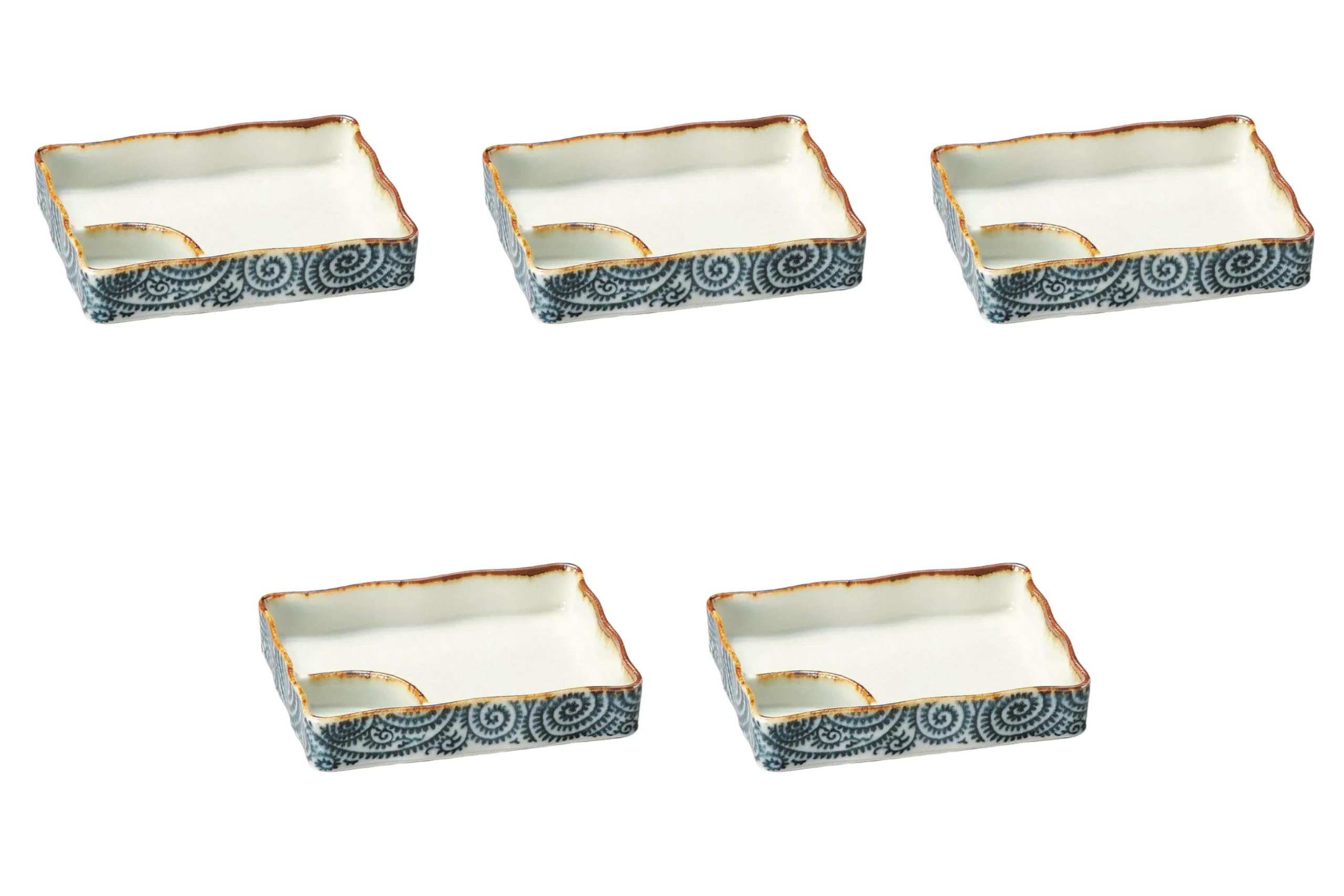 

Набор из 5 маленьких прямоугольных тарелок с делениями «Арабеска с осьминогами» x 12 x Тарелки с делениями от Setomonohonpo [15 3,1 см]