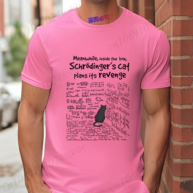 S-schrödinger's Cat Men T-shirts Funny Math Formula Tshirt Vengeance Cat Male Clothes Short Sleeve Tops Fashion Graphic Shirt