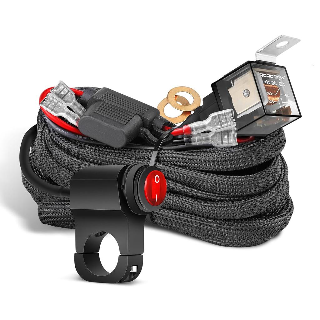 Motorcycle Spotlight Switch Light Bar/Work Light Fog Light On/Off Nylon Wiring Harness for Car Boat Truck 120W Cable Accessories