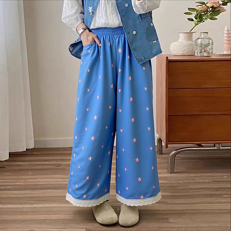 

ZANZEA Женские летние свободные повседневные брюки с принтом и эластичной талией S синий