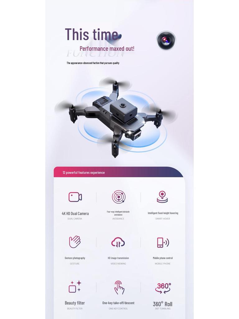 KY912 HD 4K Mini Drone with Four-Sided Obstacle Avoidance and Remote Control