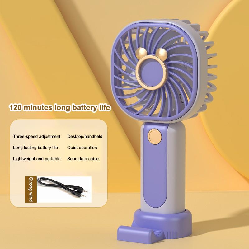 Mini Portable Handheld Fan USB Rechargeable Three Speed Personal Cooling Fan Quiet Operation for Travel Study Office фиолетовый