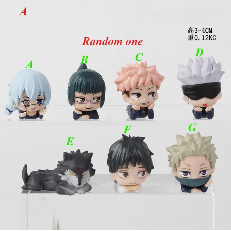 7Pcs/Set Lying Style Anime Jujutsu Kaisen Mini Figure Toys 3-4cm Satoru Gojo Mini Cute Gk PVC Statue Figurine Collectible Toys