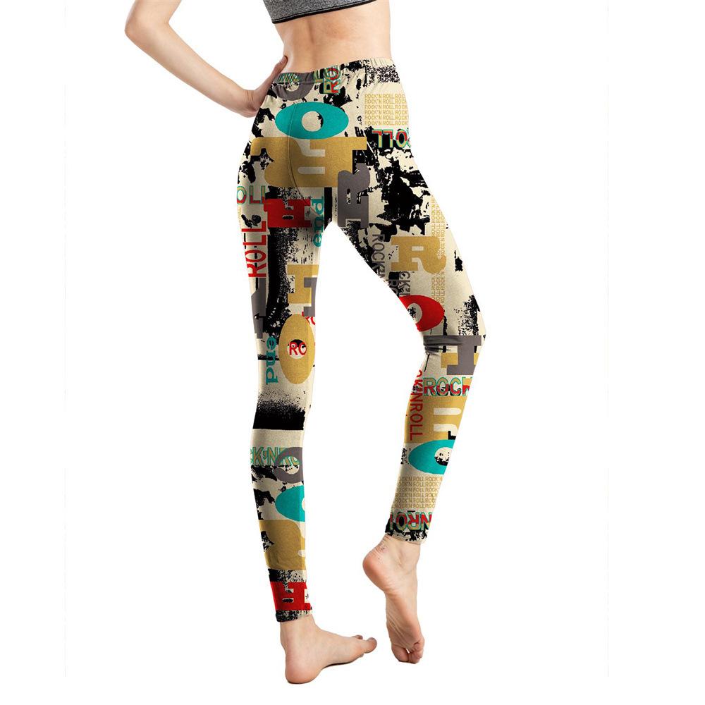 Fashion Geometric Pattern Printed High Waist Elasticity Pants Soft Trousers For Women Workout Tights Fitness Yoga Pants