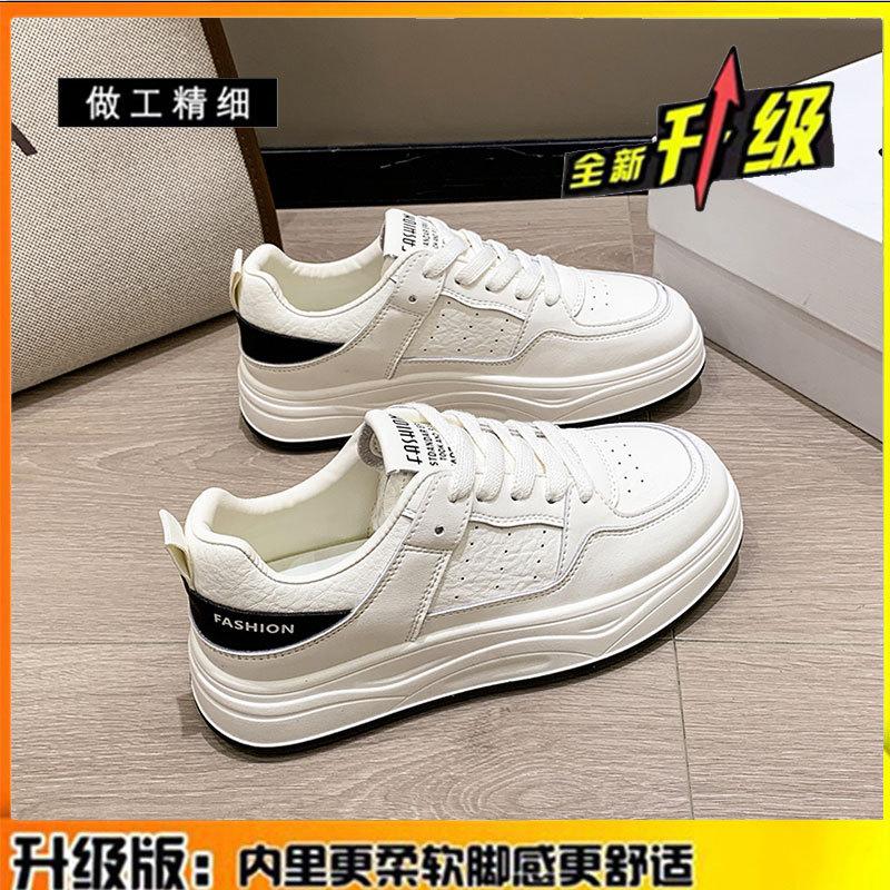 Cowhide version~ leather platform white shoes children's board shoes 2025 autumn new versatile casual sports women's shoes