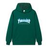 W02-2 Unisex Thrasher Flame Print Hoodie Men Casual Loose Long Sleeve Hooded Sweatshirt Streetwear Pullover