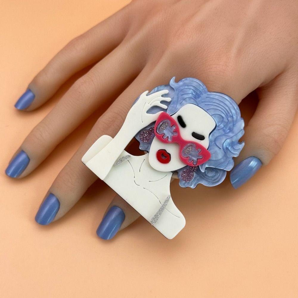 Waterproof Acrylic Abstract Ring Irregular Modern Lady Finger Circle  Festival Gifts