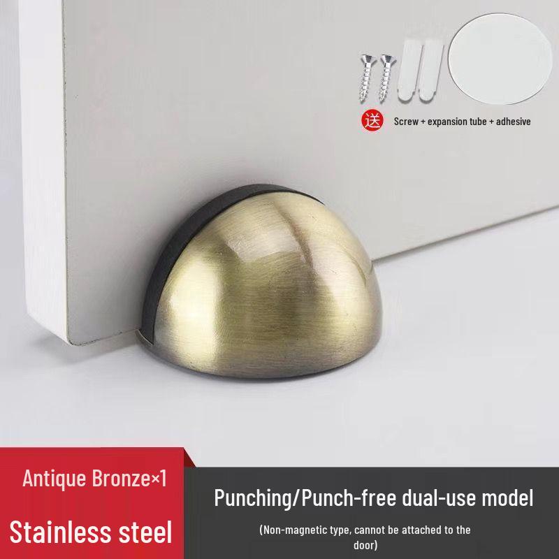 304 Stainless Steel Anti-Collision Turtle Top Door Stopper - Floor Mount for Glass Doors