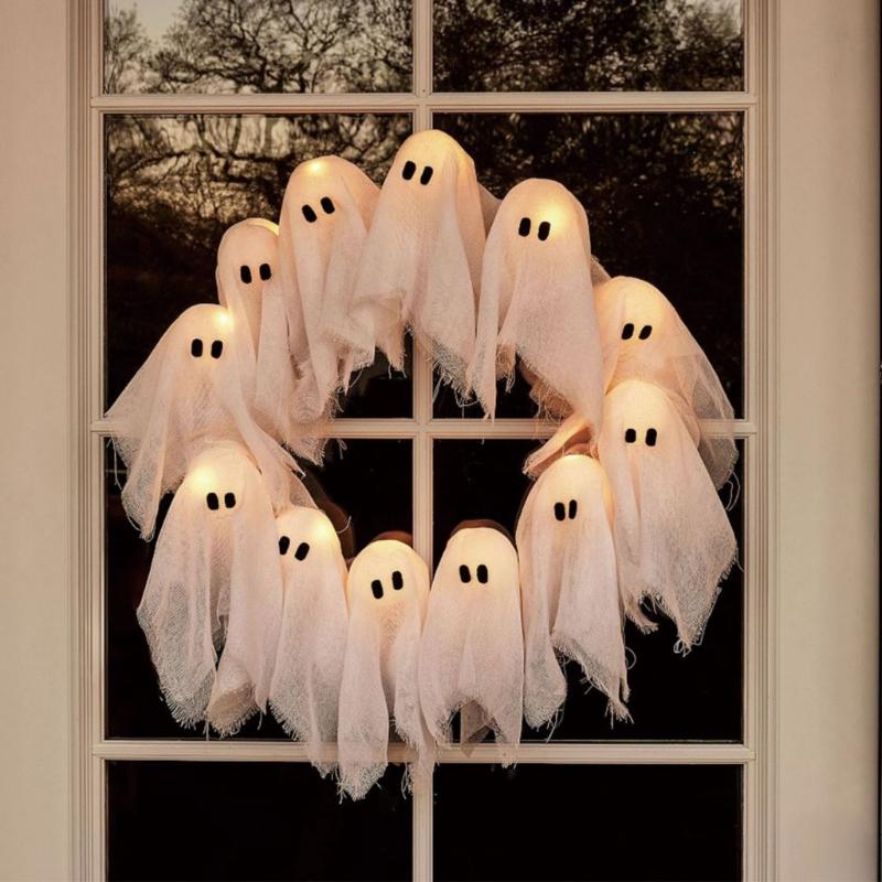 Knitted Fabric Phantom Decoration with Flexible Wire Frame Ideal for Door Wall Fireplaces Halloween Display