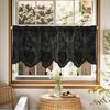 Sheer Lace Curtain Panel With Rod Pocket Tassel Trim Living Room Kitchen Dining Entryway Decor