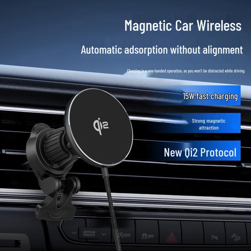 15W Magnetic Wireless Car Phone Holder with Air Vent Clip
