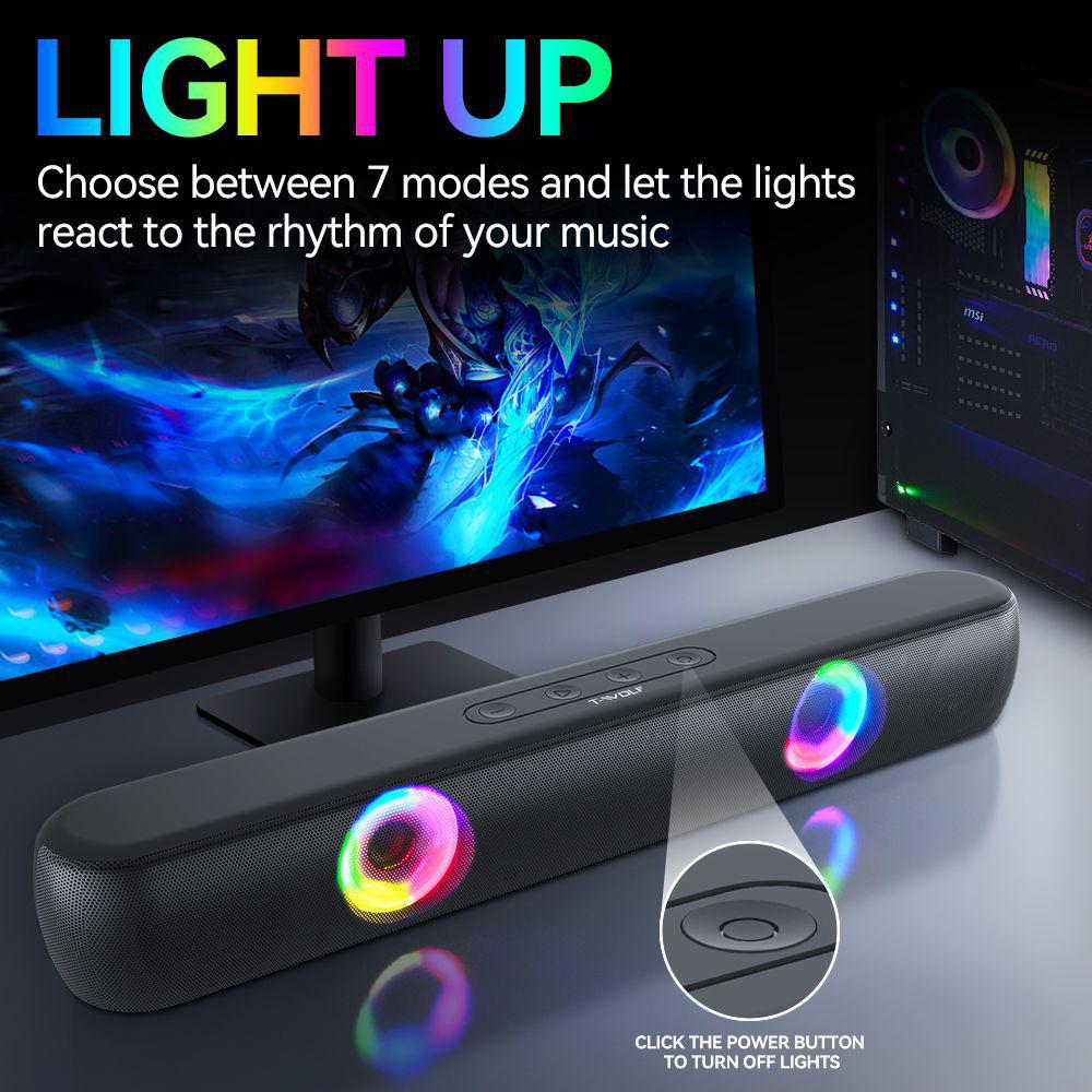 T-WOLF B320 Bluetooth Desktop Speaker with Heavy Bass & RGB Lights