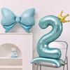 42inch 0-9 Blue Crown Number Balloons Princess Theme Happy Birthday Party Kids Adult Decor Baby Shower Globos Anniversary Decor