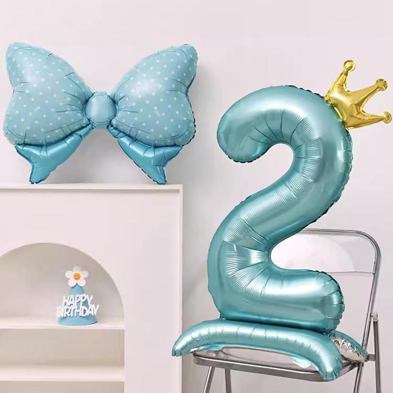 42inch 0-9 Blue Crown Number Balloons Princess Theme Happy Birthday Party Kids Adult Decor Baby Shower Globos Anniversary Decor