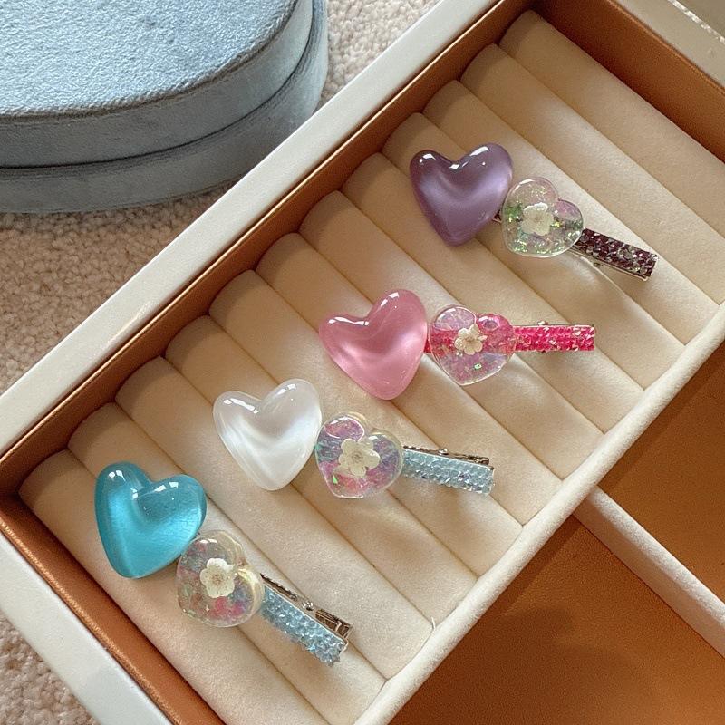 

Cute Hair Clips for Fringe, Sweet Heart-Shaped Duckbill Clips for Girls Side Parting