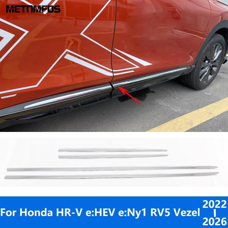 For Honda HR-V e:HEV e:Ny1 RV5 Vezel -2025 2026 Chrome Door Side Line Strip Body Skirt Molding Trim Accessories Car Styling