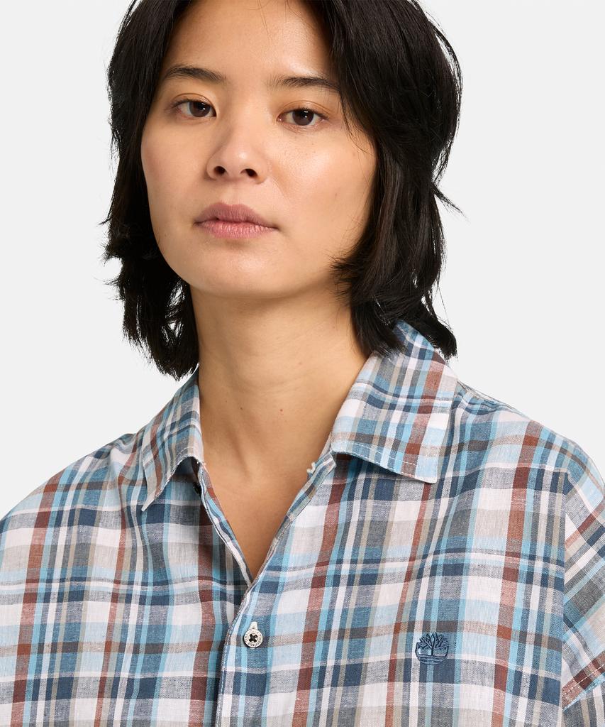 TIMBERLAND [Tokyo Design Collective] Yarn-Dyed Plaid Short Sleeve Shirt - Dark Denim / 0Yh3R-288