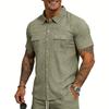 Cotton Linen Shirt Men Pocket Casual Beach Short Sleeve Solid Color Male Tops T-shirts Vintage Streetwear Comfort Casual Shirts