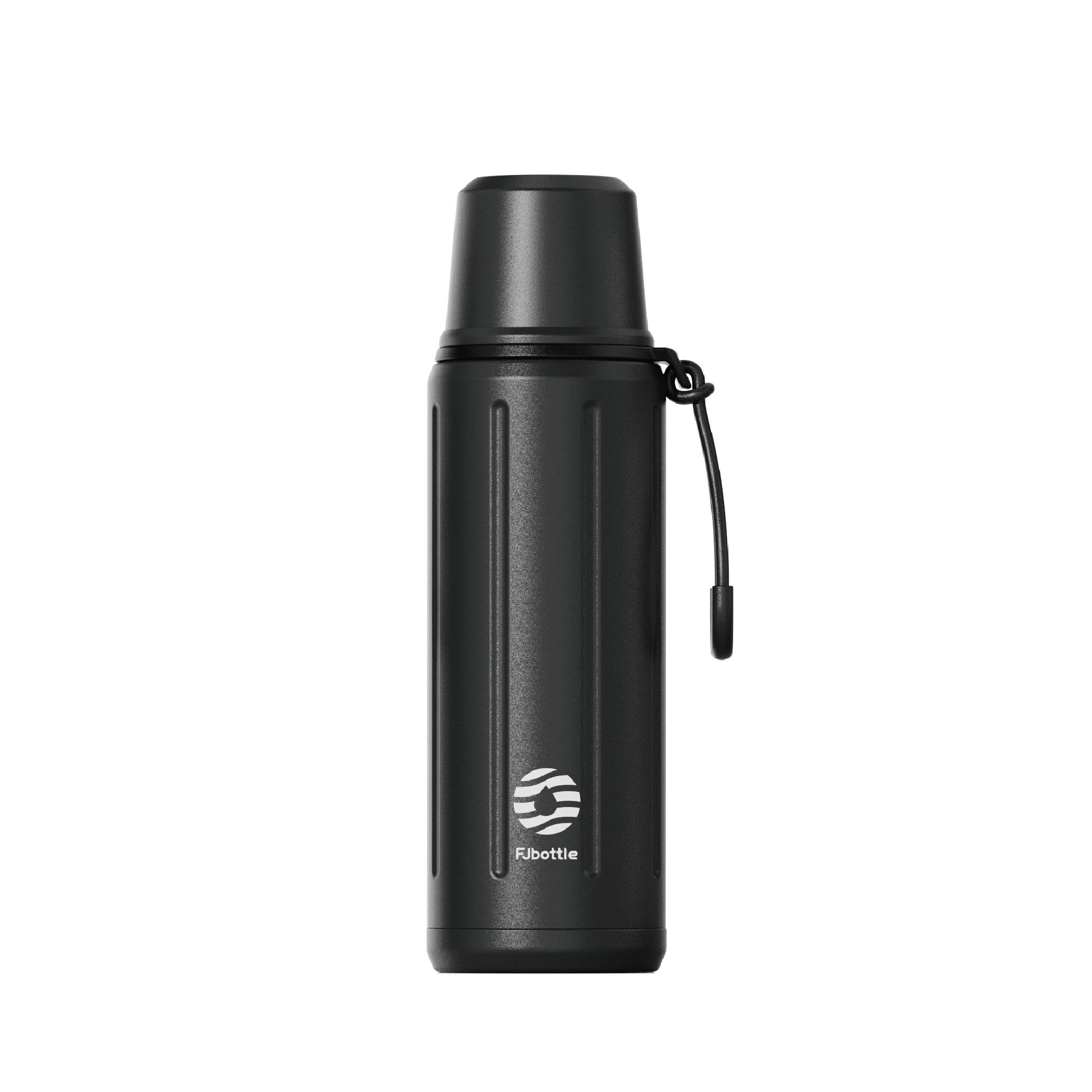 Fjbottle 1000ml Stainless Steel Vacuum Insulated Water Bottle with Tea Infuser - Portable Travel Thermos with Rope Handle & Cup 1000ML чёрный