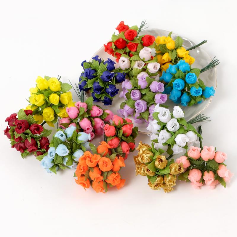12/36/72/144PCS Rose Artificial Flowers Bouquet Fake Flowers for Home Decor Christmas Party Wedding Decoration Wreath Accessory