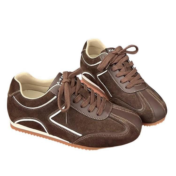 Retro podwyższenie wewnętrzne płaska podeszwa damskie nowe wszechstronne wygodne okrągły nosek sznurowane casual