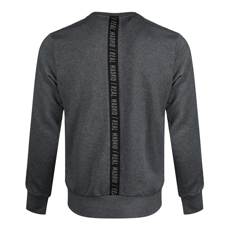 Adidas Real Madrid SSP CR Sweatshirt Striped Letter Crew Neck Knit Men Tops Gray DP5181